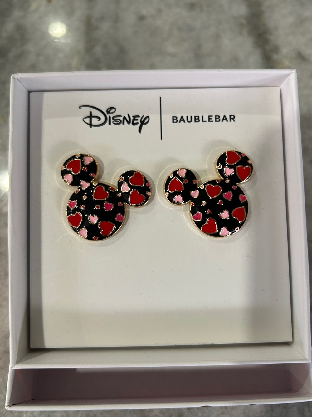 Disney x BaubleBar  Black Heart Mickey Stud Earrings